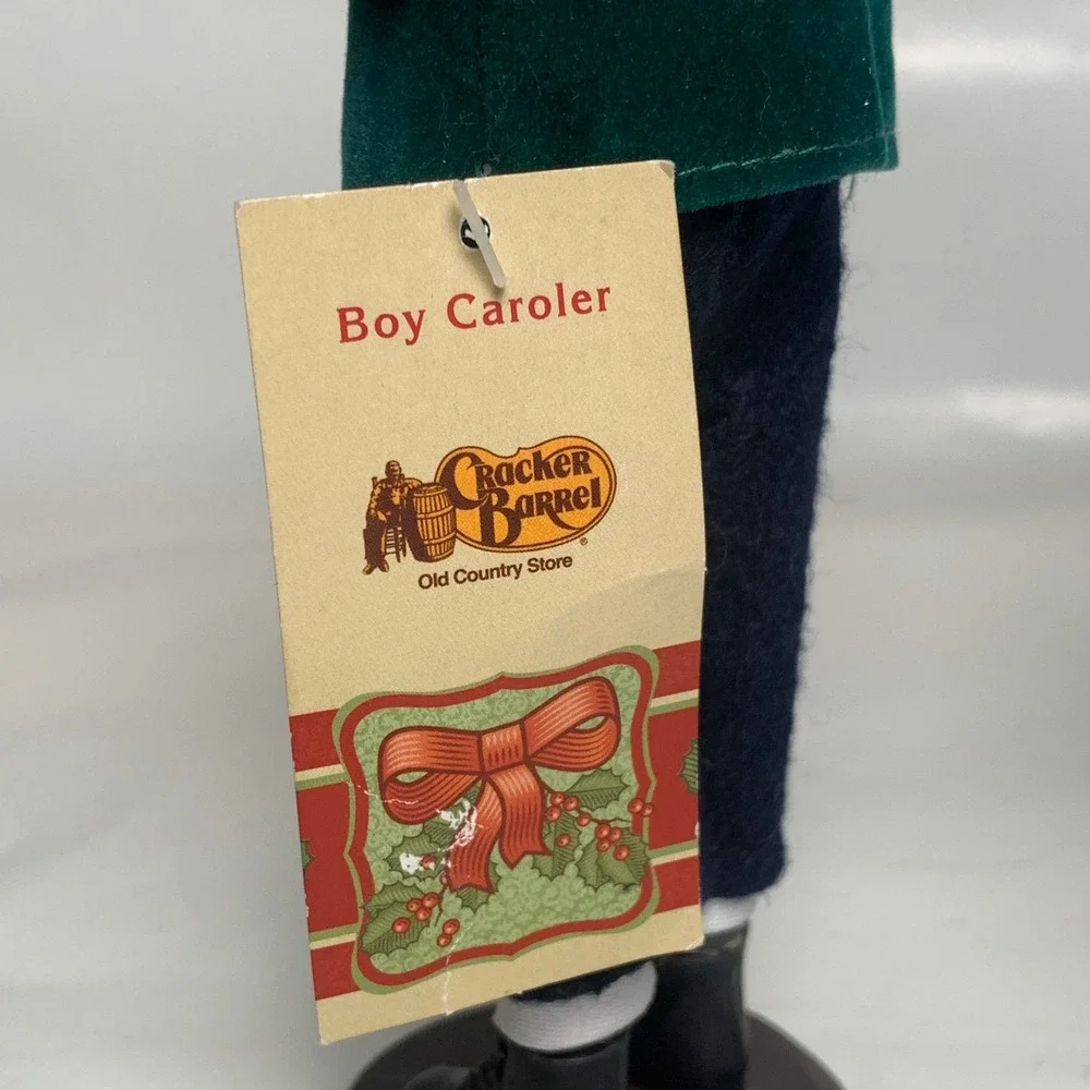 Cracker Barrel Boy and Girl Caroler Christmas Figurine Set Red Green New Holiday